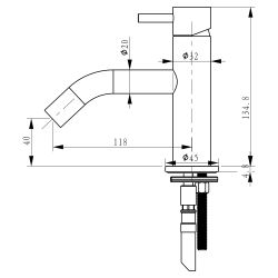 Differnz koud/warmwater kraan gebogen - mat zwart
