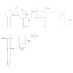 Differnz muurkraan inbouw koud/warmwater rechts - mat wit
