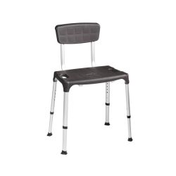 SecuCare Quattro Douchestoel met rugleuning, verstelbaar in hoogte 39-54 cm- Zwart