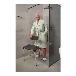 SecuCare Quattro Douchestoel met rugleuning, verstelbaar in hoogte 39-54 cm- Zwart