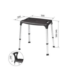 SecuCare Quattro  Douchestoel, verstelbaar in hoogte 39-54 cm - zwart