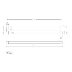 PIET BOON PB550 handdoekstang enkel 550mm - PVD champagne